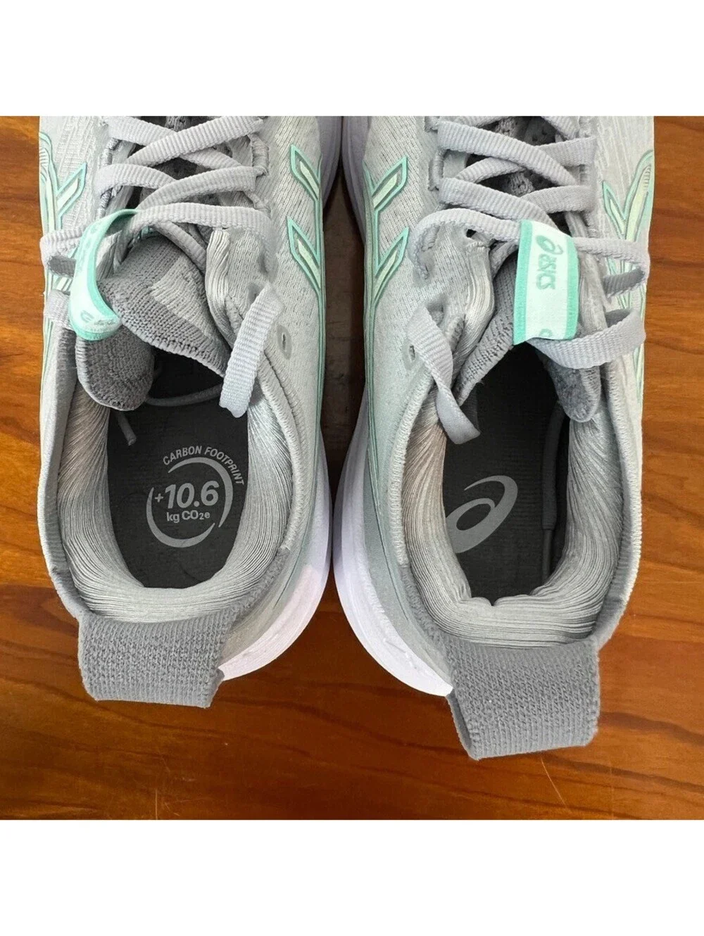 ASICS Gel-Nimbus 27 Wide Womens 5.5 Gray Mint Running Shoes NWOT
